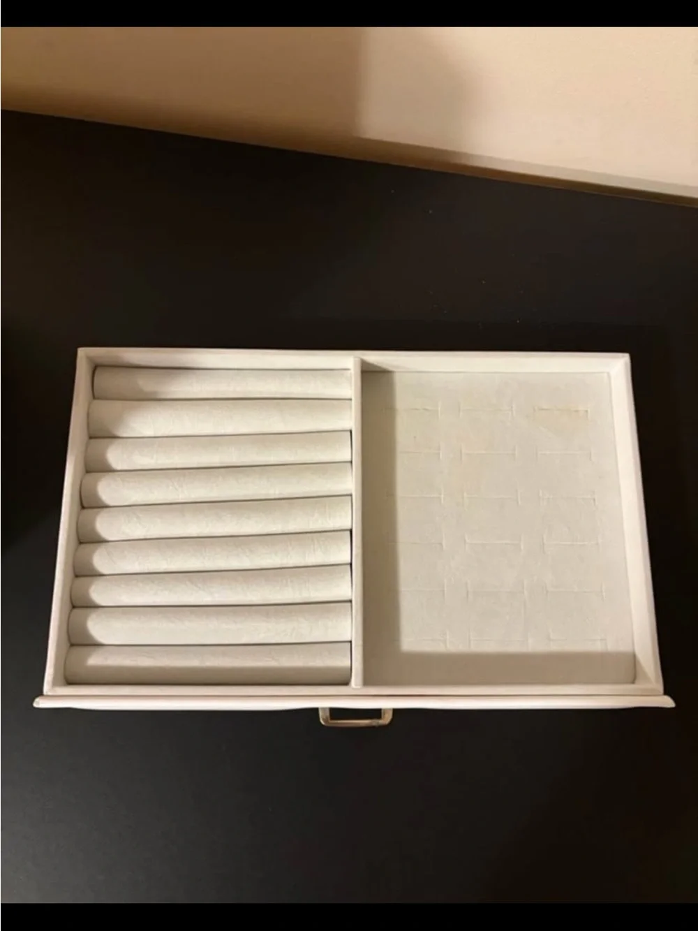Vlando 6 Tier White Jewelry Box With Gold Hardware and Mirror